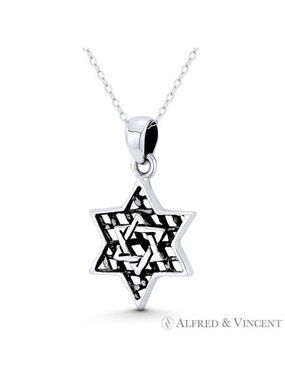 Star of David / Jewish Magen Charm Pendant in Oxidized .925 Sterling Silver